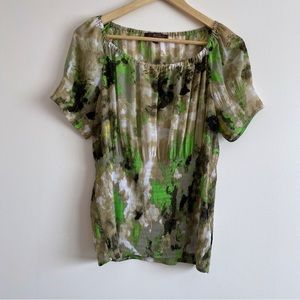 2/$16 Jessica Sheer Blouse - Green & Taupe